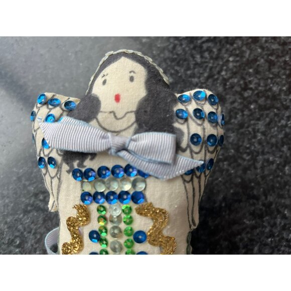 Vtg 1970's Detroit Artist Mary Ewald Pen & Ink Art Christmas Ornament Angel - Picture 3 of 8